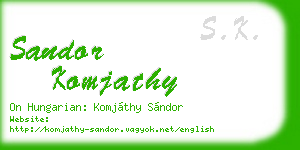 sandor komjathy business card