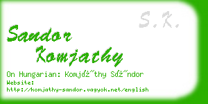 sandor komjathy business card